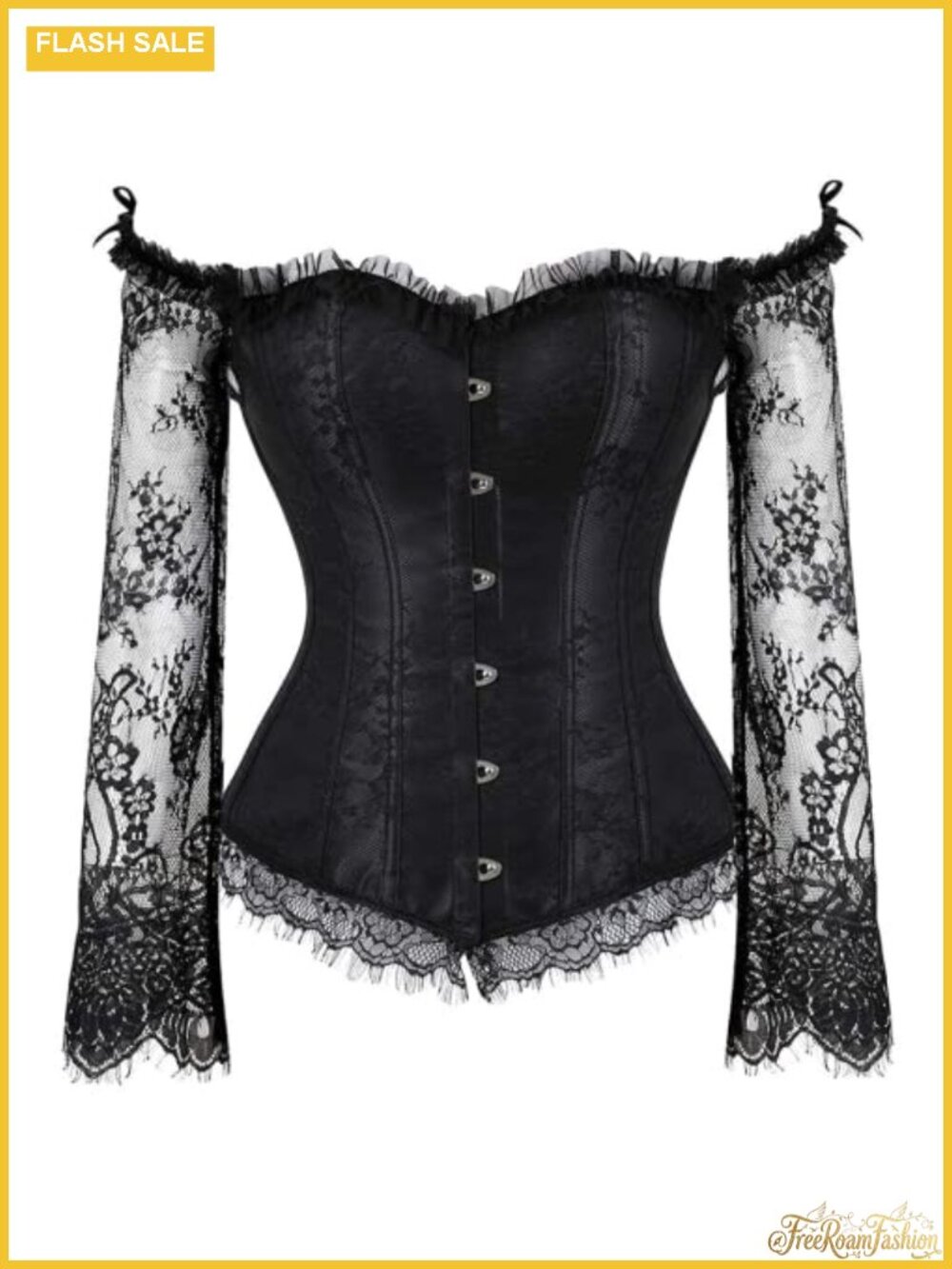 Off Shoulder Lace Sleeve Corset Top Bustier Hourglass